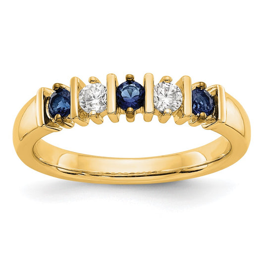 Solid 14k Yellow Gold Simulated CZ w/Simulated Sapphire Band