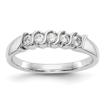 14K White Gold Real Diamond Band