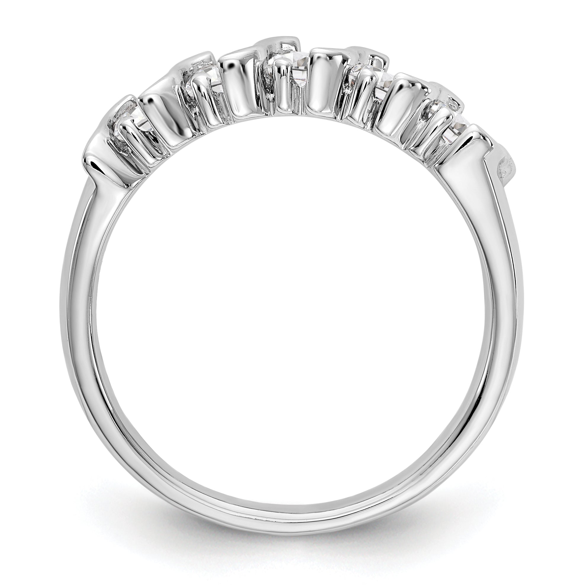 0.75ct. CZ Solid Real 14K White Gold 5-Stone Wedding Band Ring