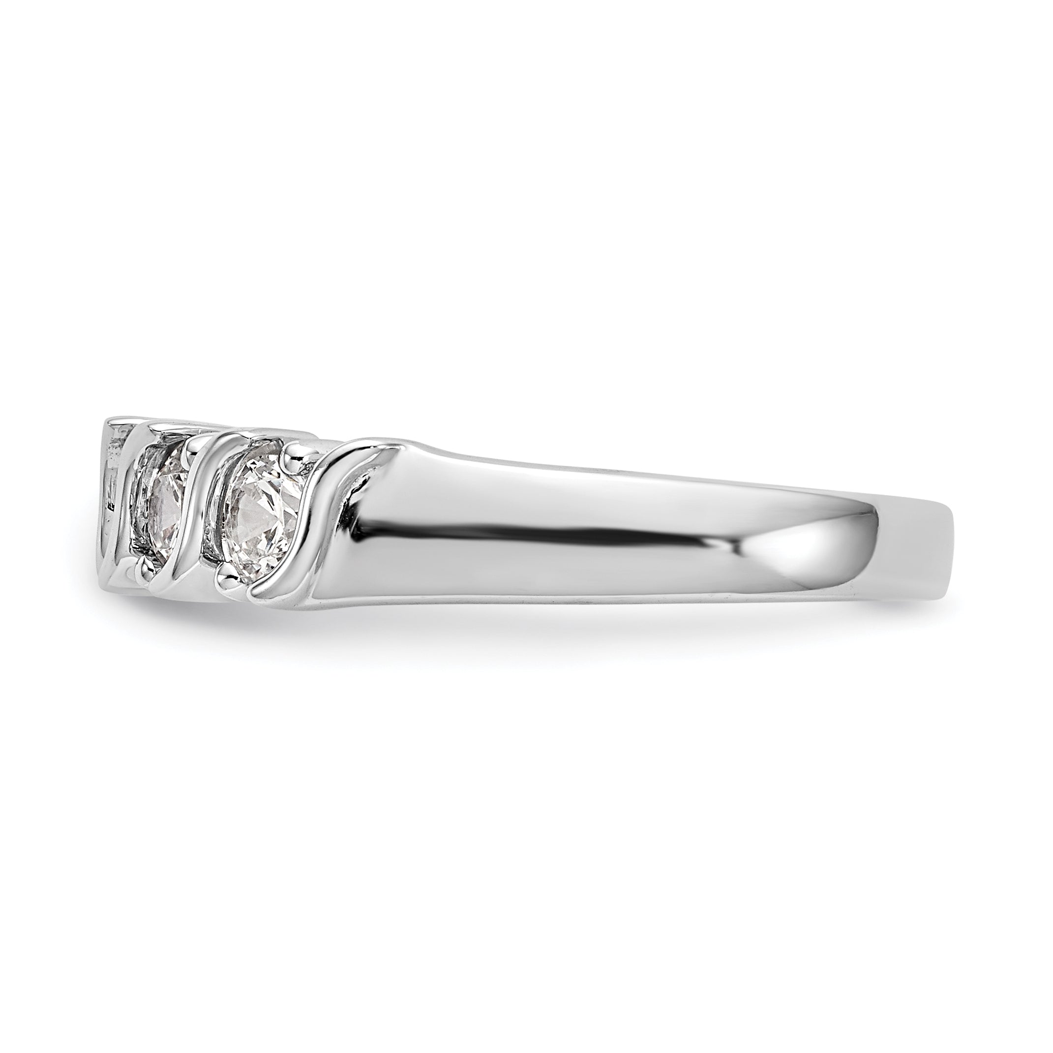 0.75ct. CZ Solid Real 14K White Gold 5-Stone Wedding Band Ring