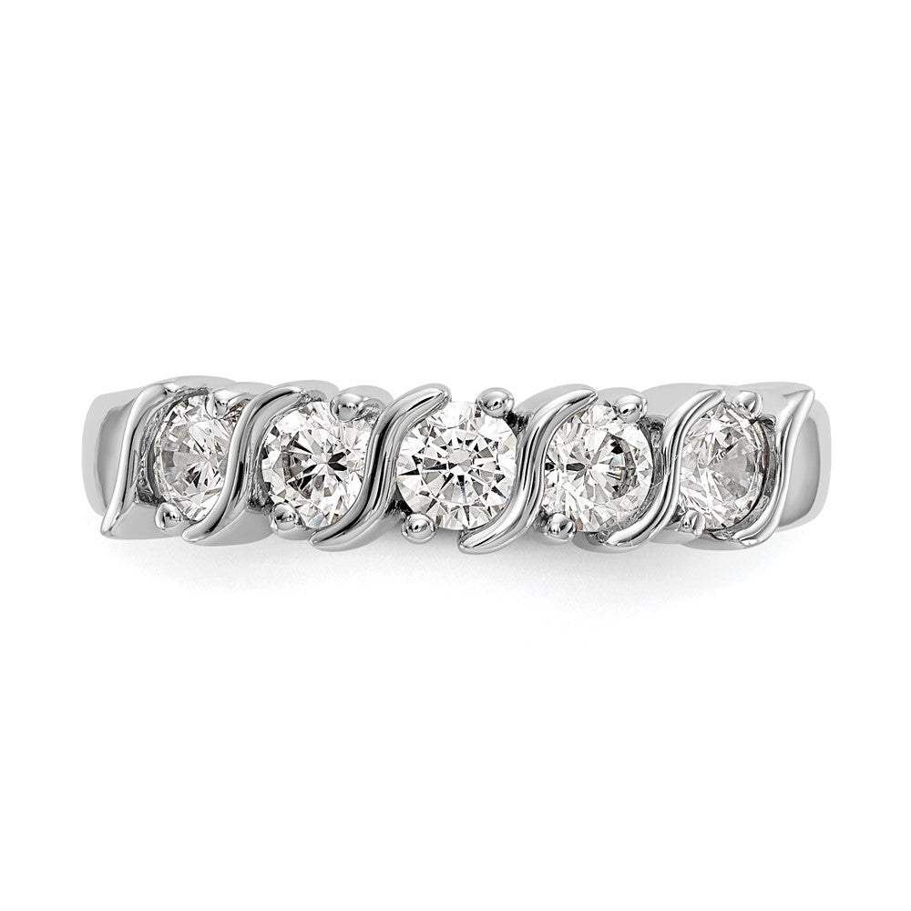 14K White Gold 5-Stone Real Diamond Band