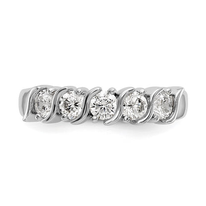 14K White Gold 5-Stone Real Diamond Band