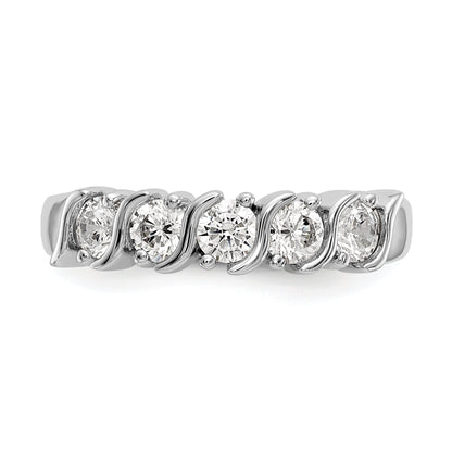 0.75ct. CZ Solid Real 14K White Gold 5-Stone Wedding Band Ring