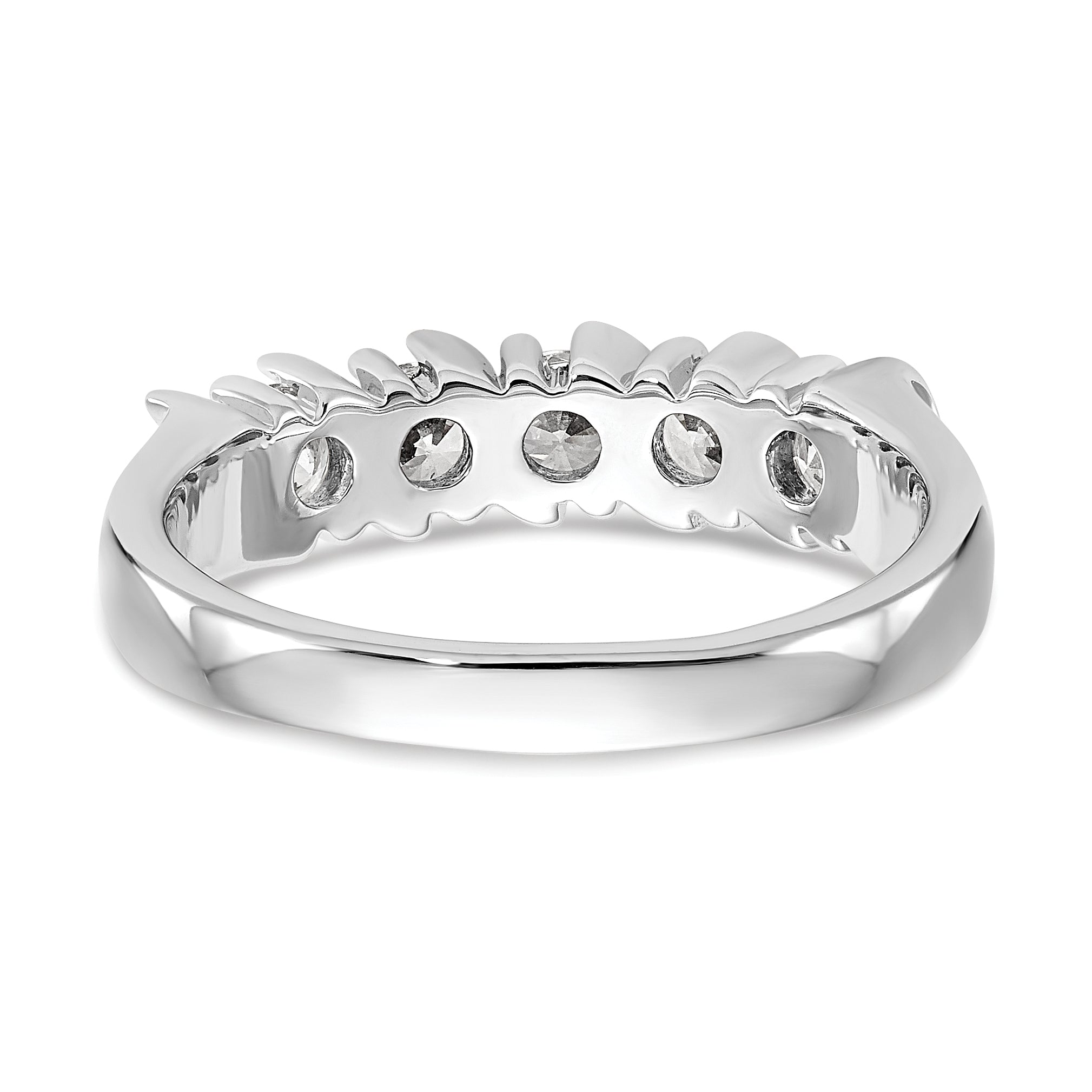 0.75ct. CZ Solid Real 14K White Gold 5-Stone Wedding Band Ring