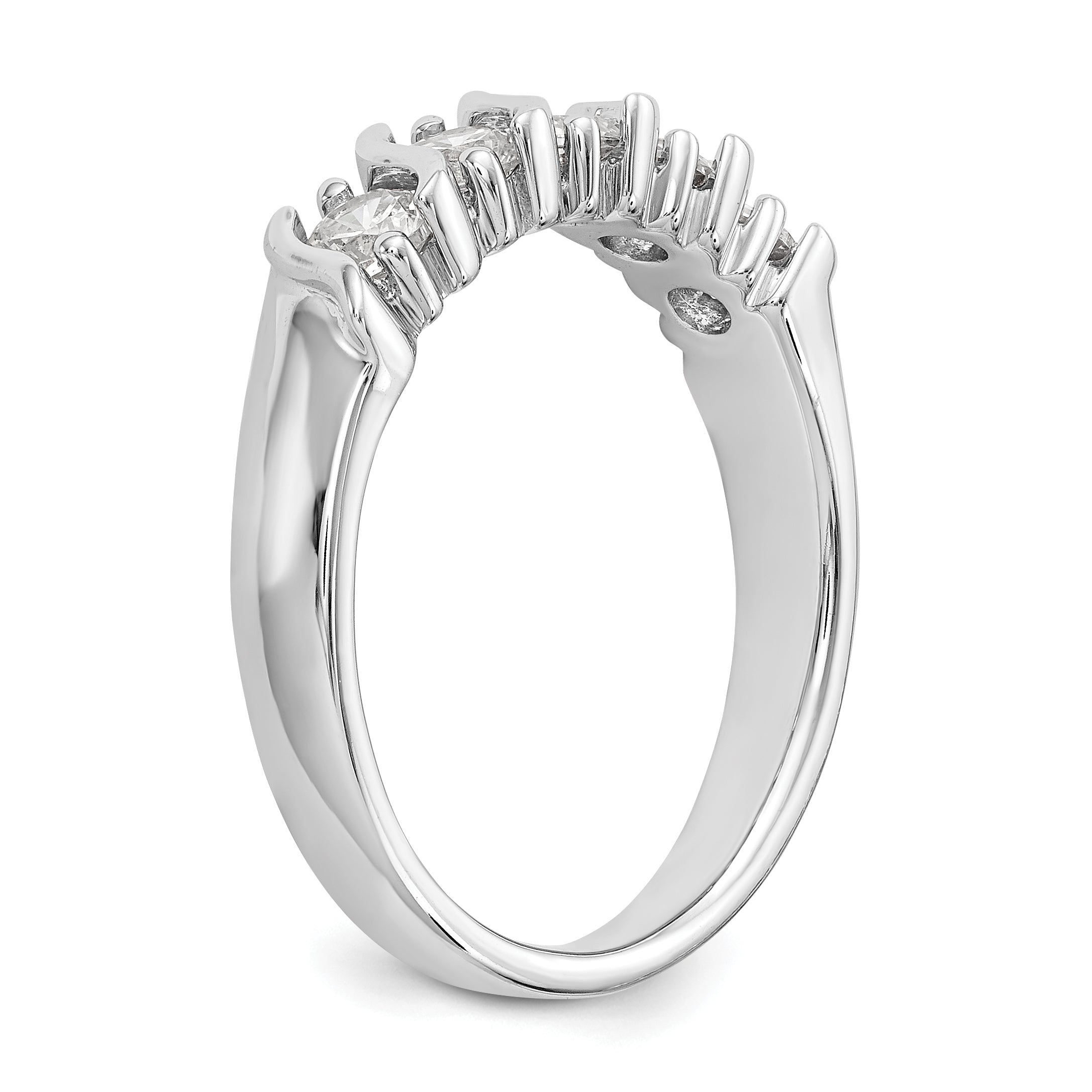 0.75ct. CZ Solid Real 14K White Gold 5-Stone Wedding Band Ring
