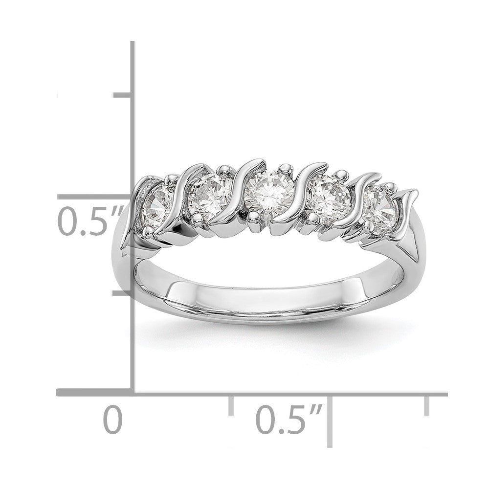 14K White Gold 5-Stone Real Diamond Band