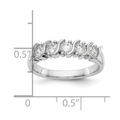 14K White Gold 5-Stone Real Diamond Band