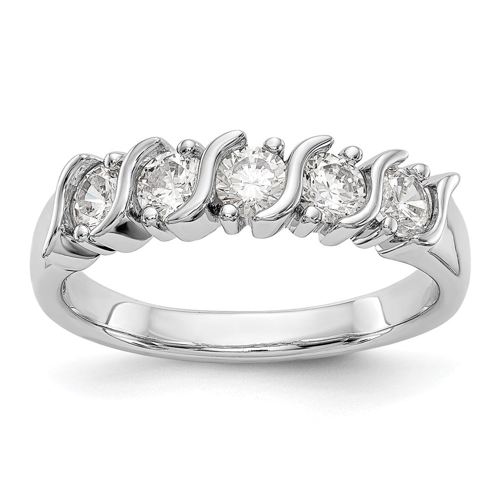 14K White Gold 5-Stone Real Diamond Band