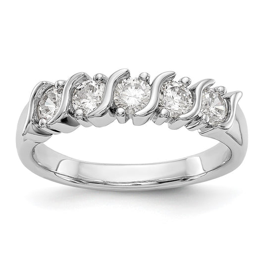14K White Gold 5-Stone Real Diamond Band