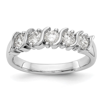 14K White Gold 5-Stone Real Diamond Band