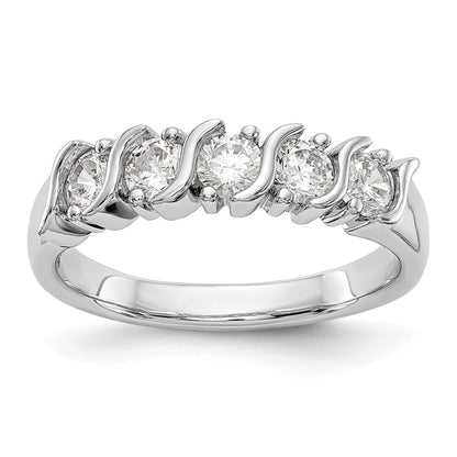 0.75ct. CZ Solid Real 14K White Gold 5-Stone Wedding Band Ring