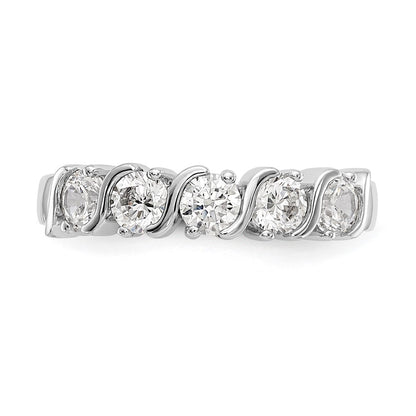 14K White Gold 5-Stone Real Diamond Band