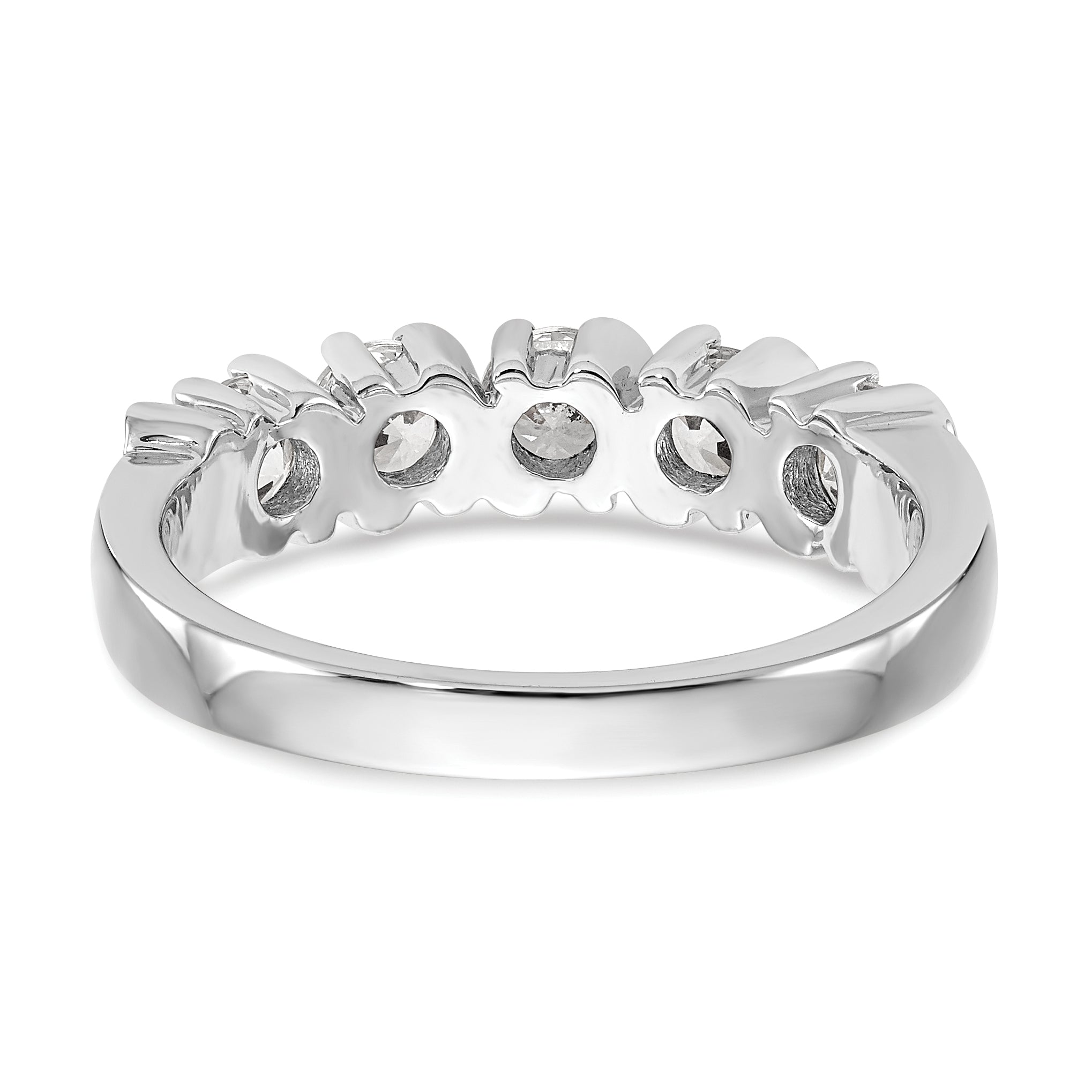 1.00ct. CZ Solid Real 14K White Gold 5-Stone Wedding Band Ring