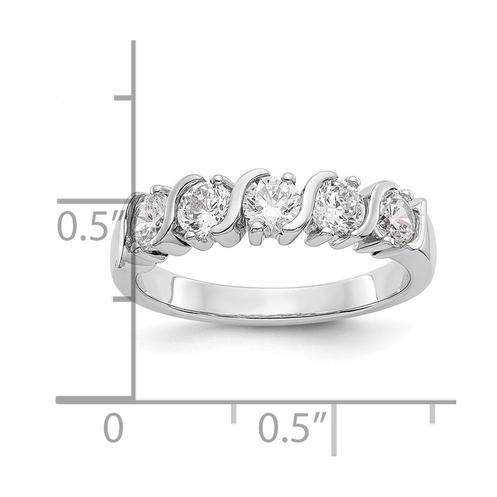 14K White Gold 5-Stone Real Diamond Band