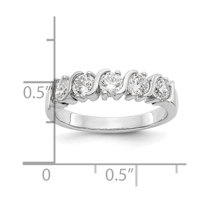 14K White Gold 5-Stone Real Diamond Band