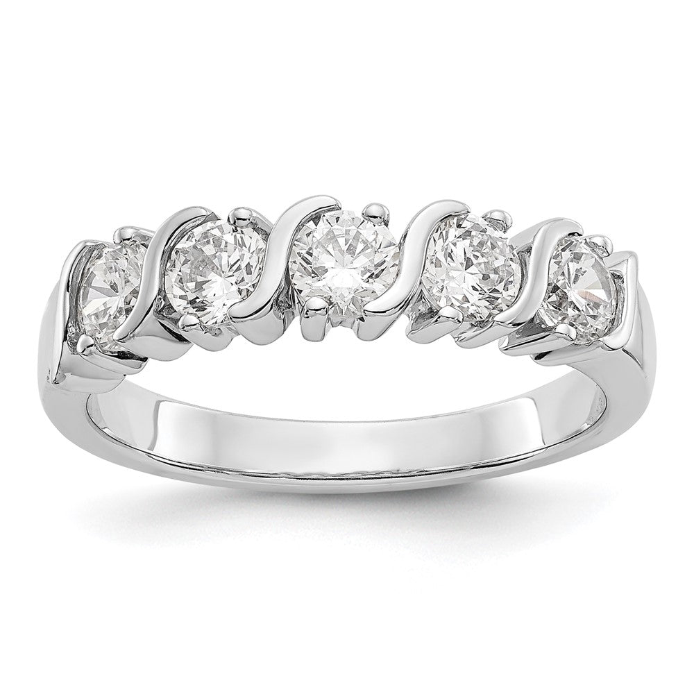 14K White Gold 5-Stone Real Diamond Band