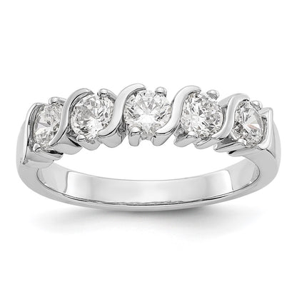 14K White Gold 5-Stone Real Diamond Band