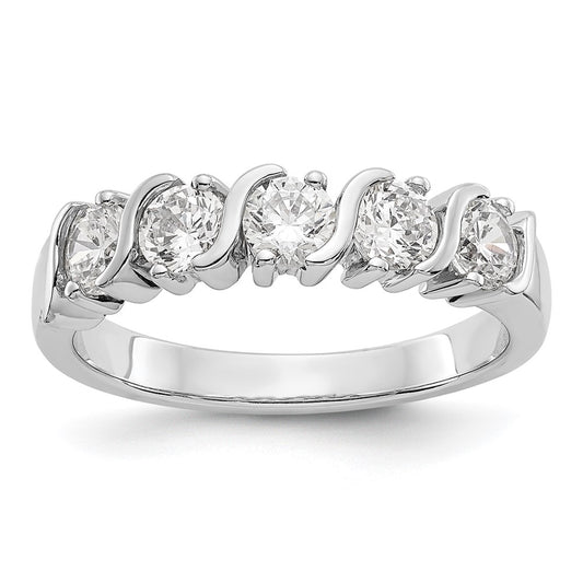 14K White Gold 5-Stone Real Diamond Band