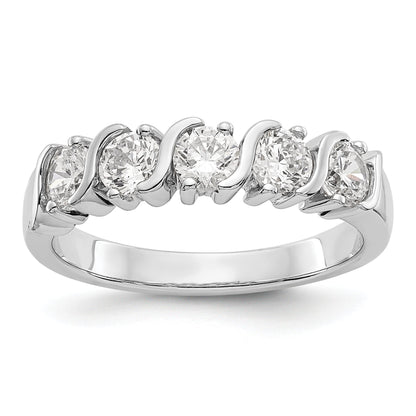1.00ct. CZ Solid Real 14K White Gold 5-Stone Wedding Band Ring
