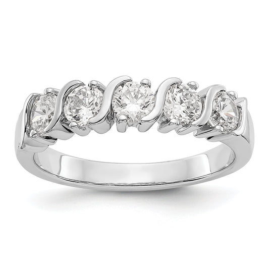 1.00ct. CZ Solid Real 14K White Gold 5-Stone Wedding Band Ring