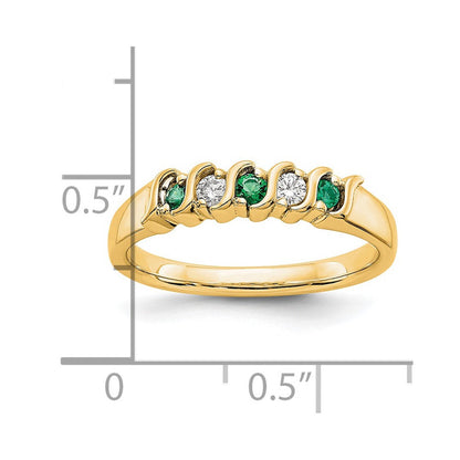 14k yellow gold real diamond w emerald band x8678e aa