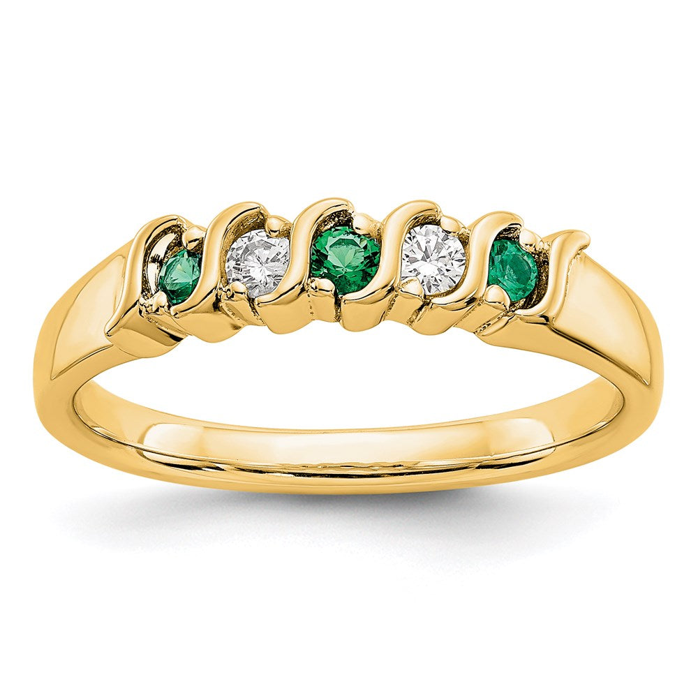 14k yellow gold real diamond w emerald band x8678e aa
