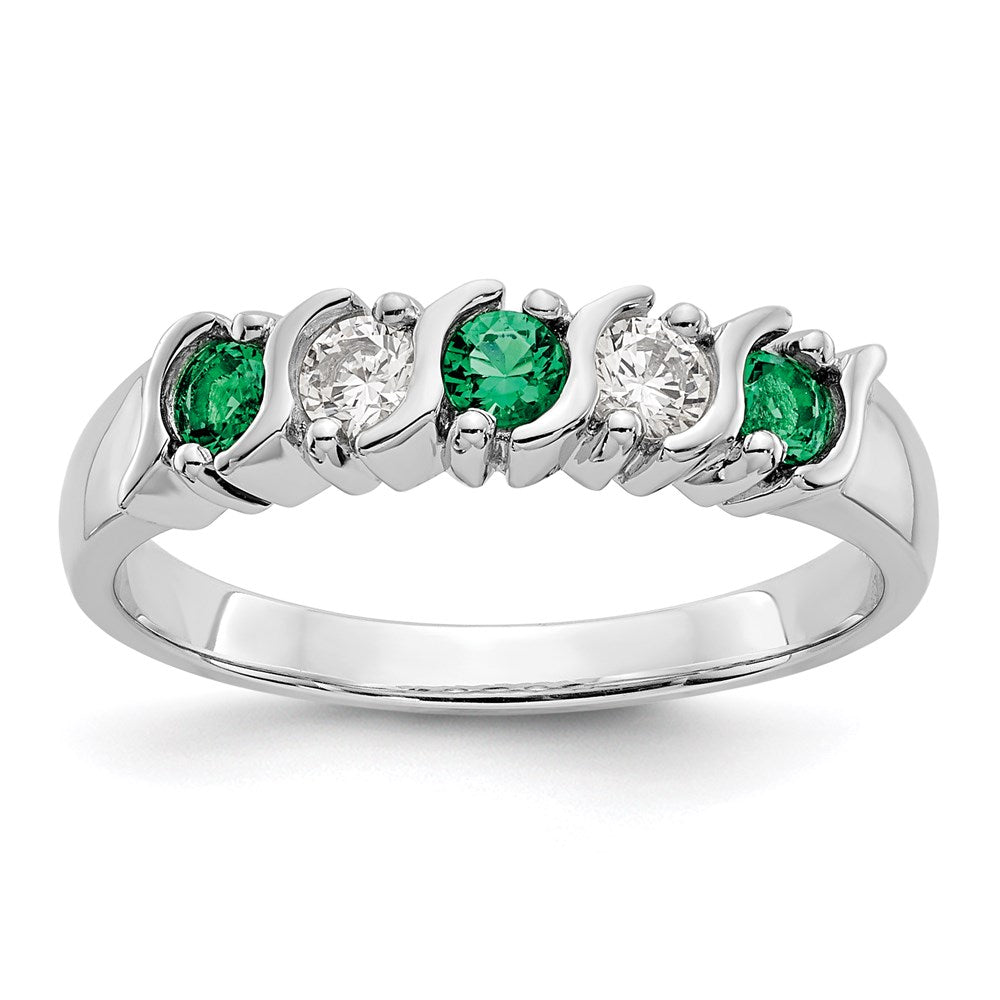14k white gold real diamond w emerald band x9009e aa