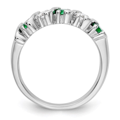 14k white gold real diamond w emerald band x9007e aa