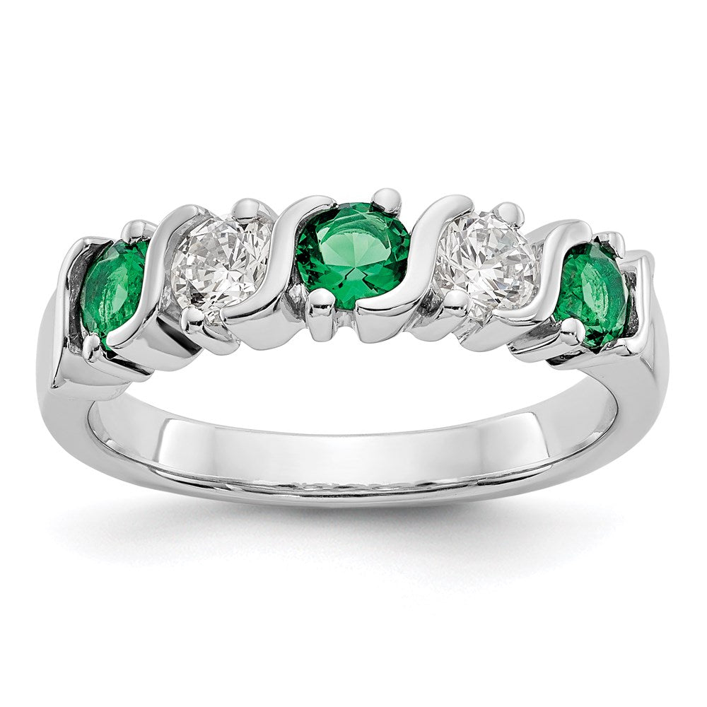 14k white gold real diamond w emerald band x9007e aa
