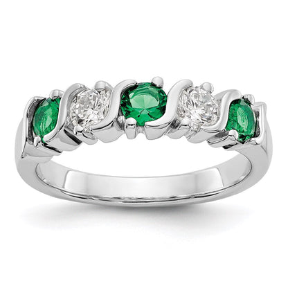 14k white gold real diamond w emerald band x9007e aa