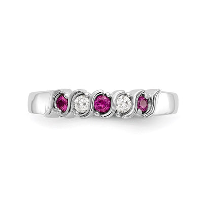 14k White Gold Real Diamond w/Ruby Band
