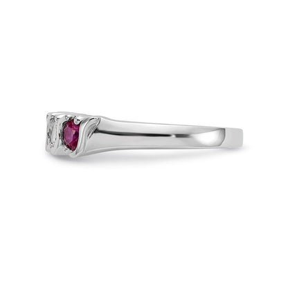 14k White Gold Real Diamond w/Ruby Band