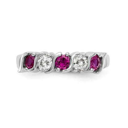 14k White Gold Real Diamond w/Ruby Band