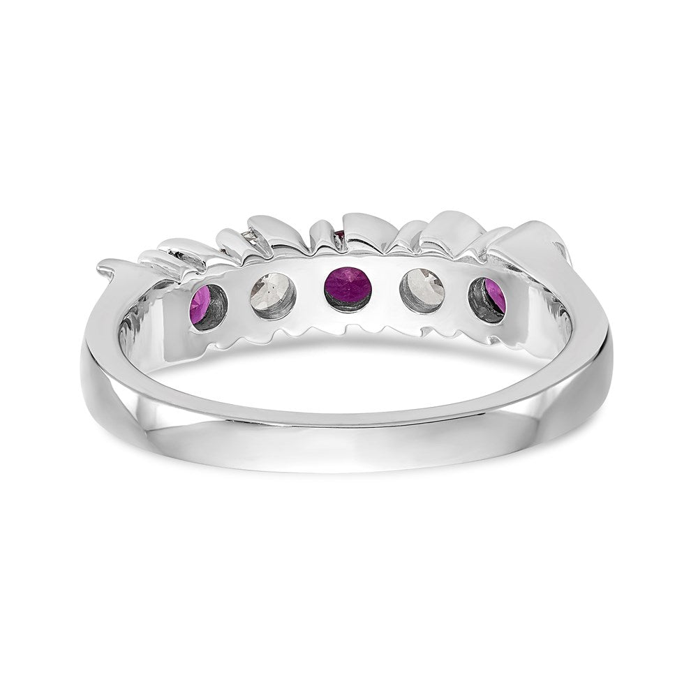 14k White Gold Real Diamond w/Ruby Band