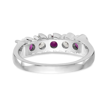 14k White Gold Real Diamond w/Ruby Band