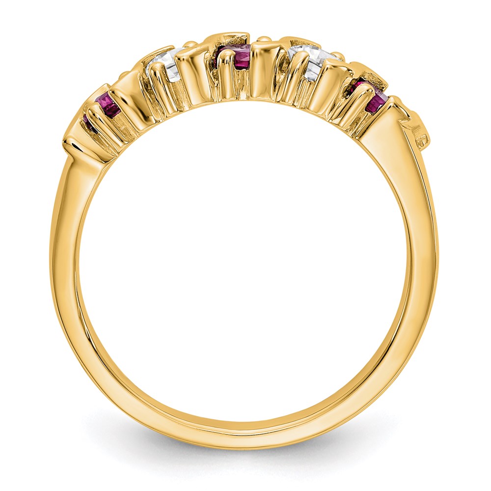 14k Yellow Gold Real Diamond w/Ruby Band
