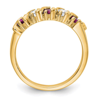 14k Yellow Gold Real Diamond w/Ruby Band