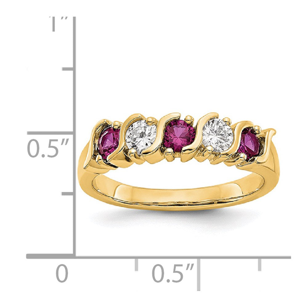 14k Yellow Gold Real Diamond w/Ruby Band