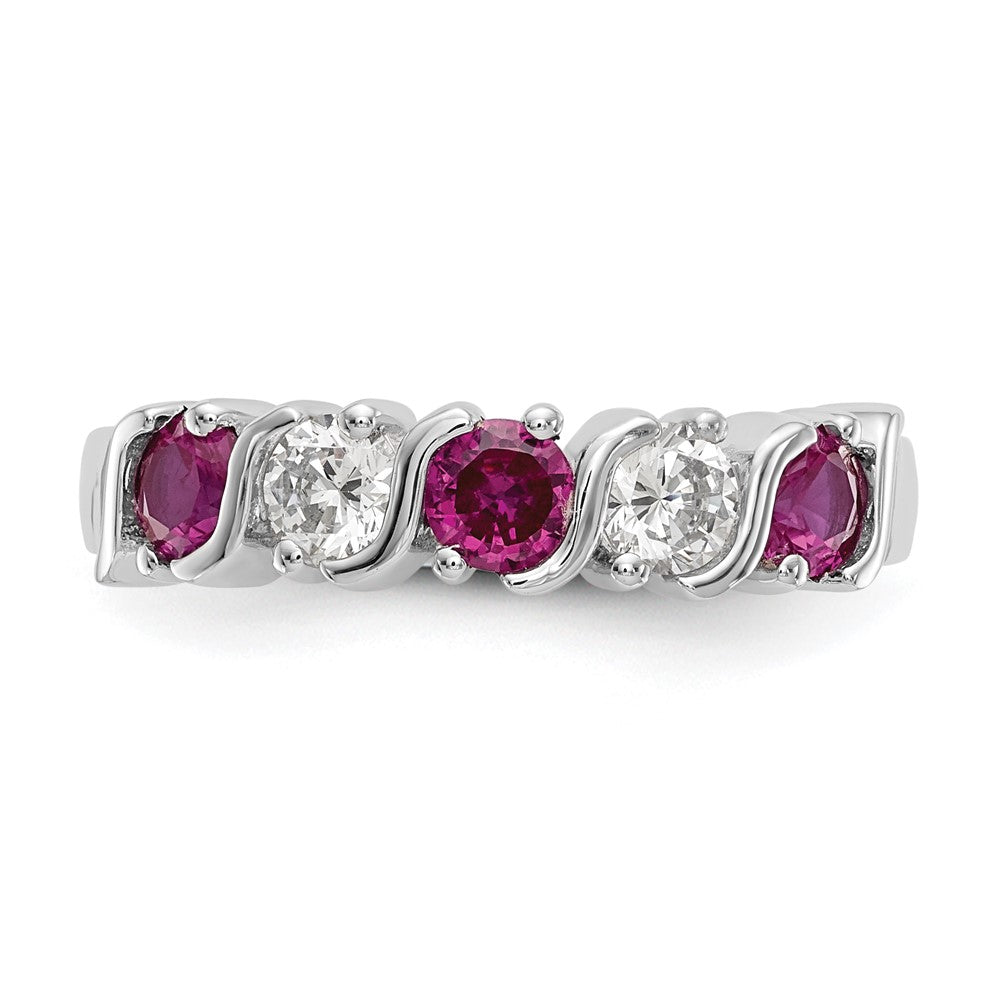 14k White Gold Real Diamond w/Ruby Band