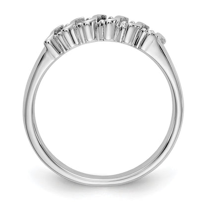 Solid 14k White Gold Simulated CZ w/Simulated Sapphire Band