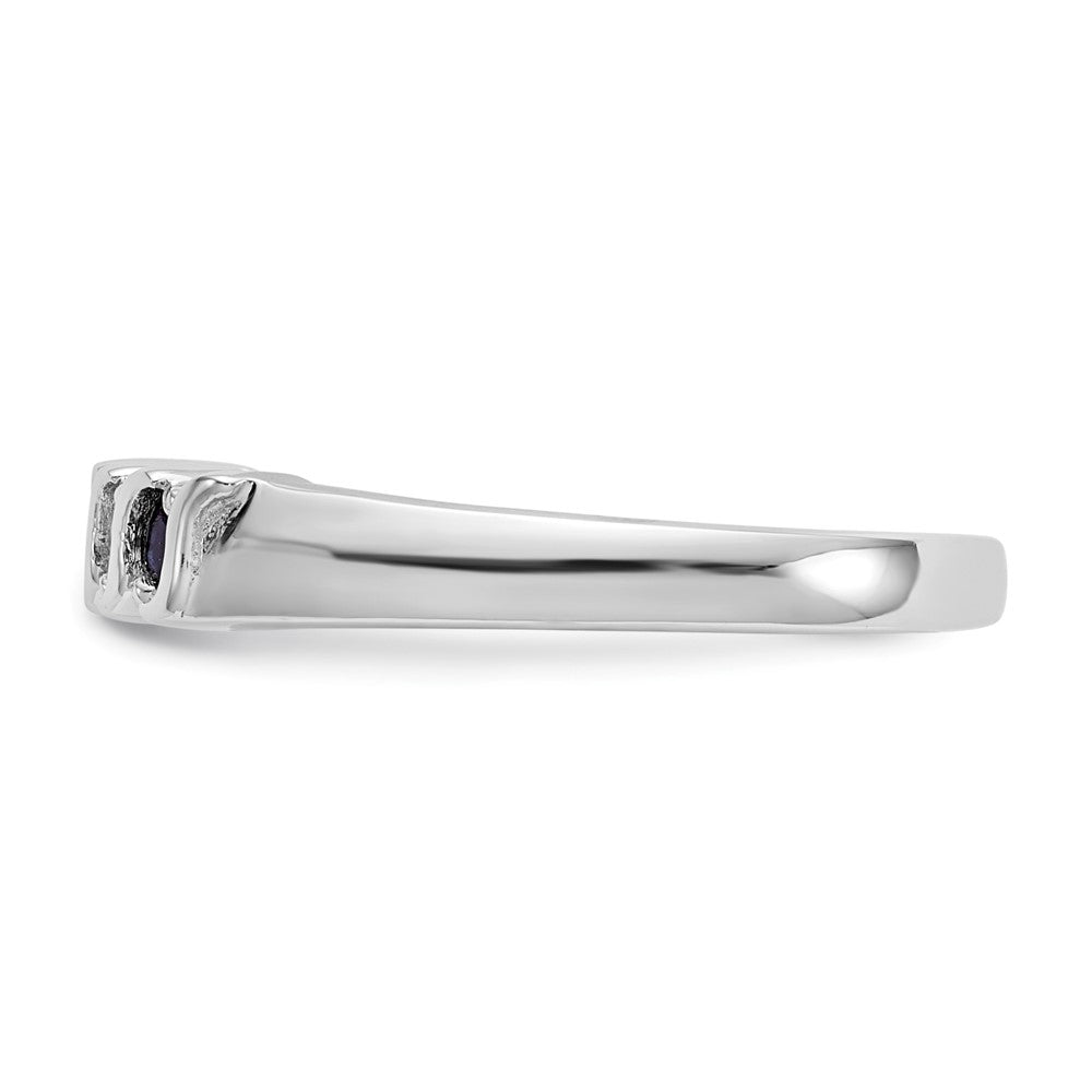 Solid 14k White Gold Simulated CZ w/Simulated Sapphire Band