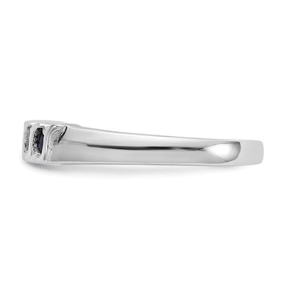 Solid 14k White Gold Simulated CZ w/Simulated Sapphire Band