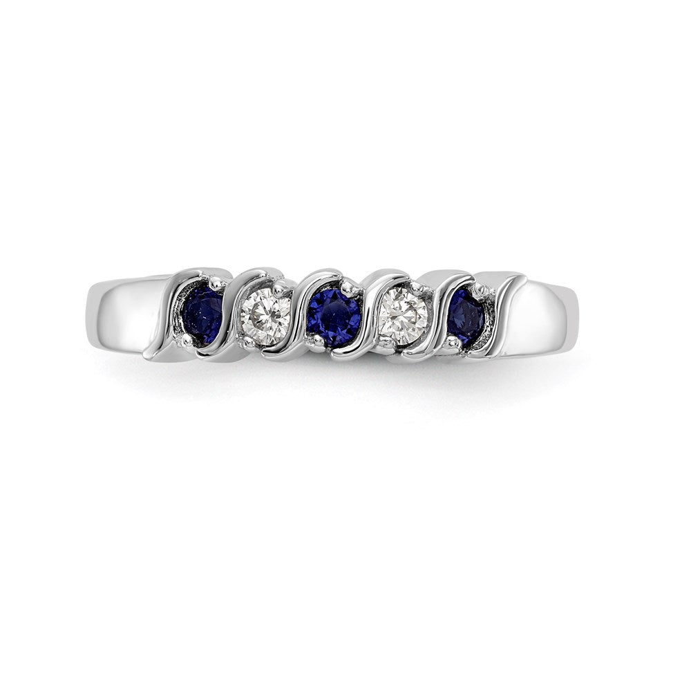 14k White Gold Real Diamond w/Sapphire Band