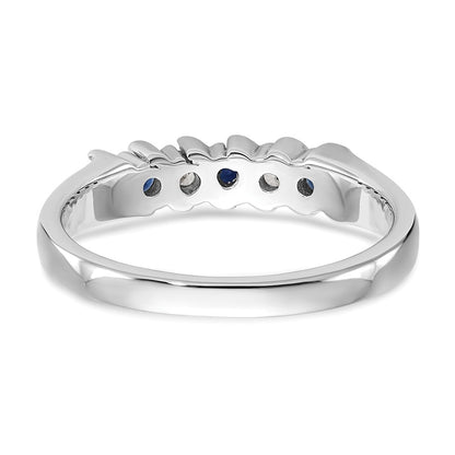 Solid 14k White Gold Simulated CZ w/Simulated Sapphire Band