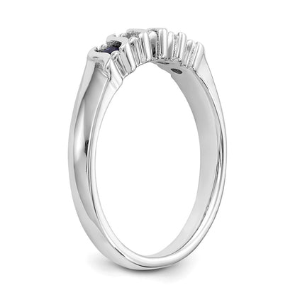 14k White Gold Real Diamond w/Sapphire Band