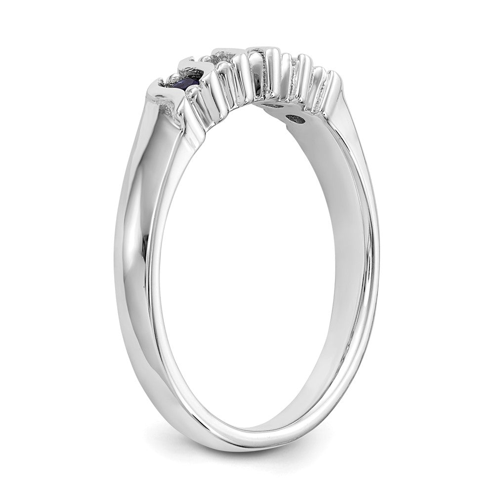 Solid 14k White Gold Simulated CZ w/Simulated Sapphire Band
