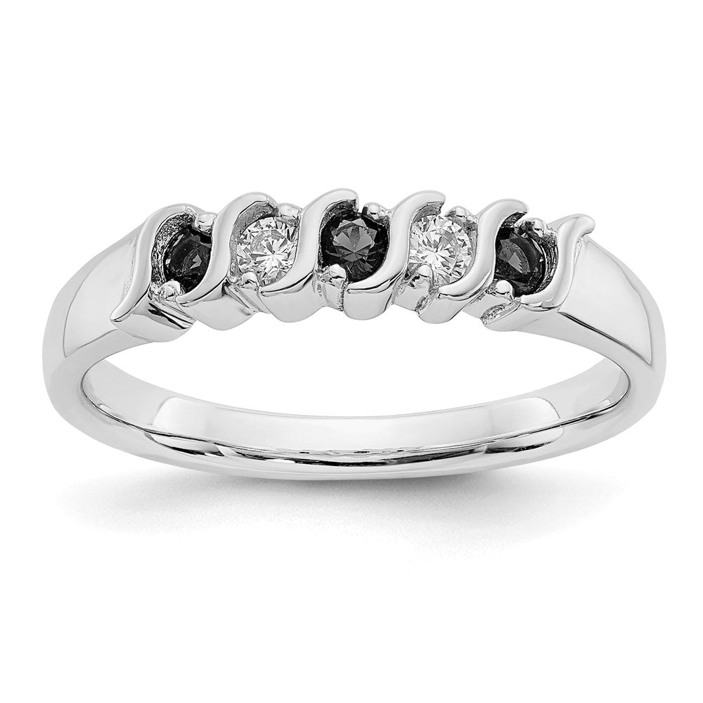 14k White Gold Real Diamond w/Sapphire Band