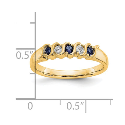 Solid 14k Yellow Gold Simulated CZ w/Simulated Sapphire Band