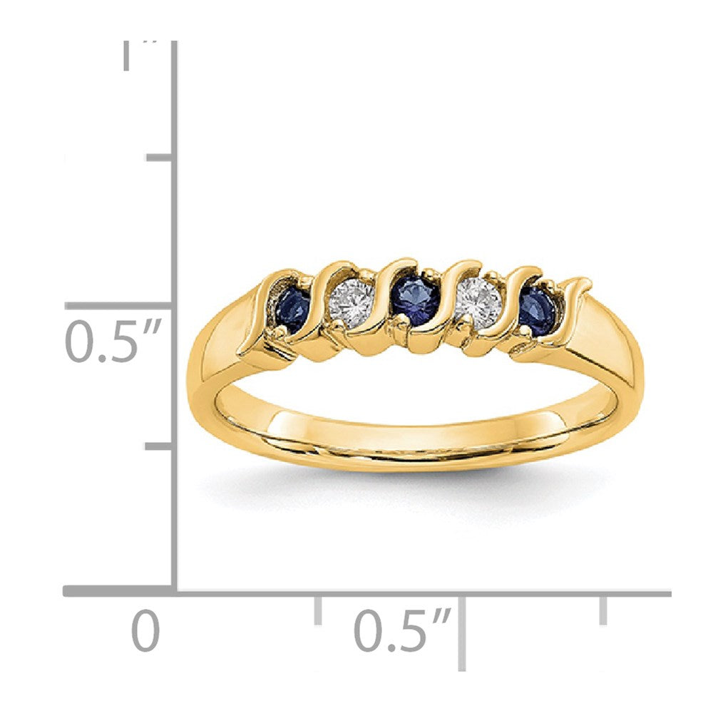 14k Yellow Gold Real Diamond w/Sapphire Band