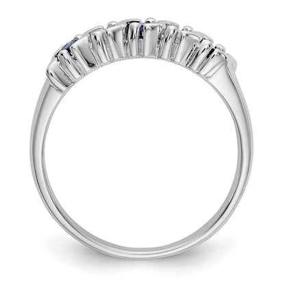 Solid 14k White Gold Simulated CZ w/Simulated Sapphire Band